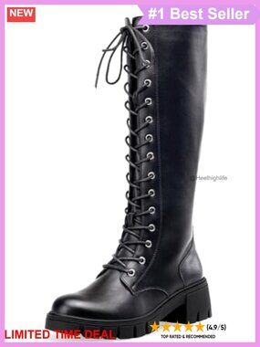 Combat Knee High Lace Up Platform Boots